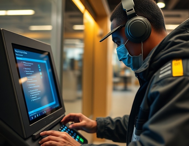 Self-service terminal fitted with anti-skimming protection