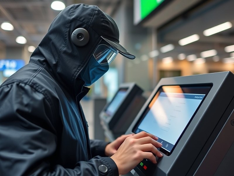 Specialist inspecting the card reader of an ATM